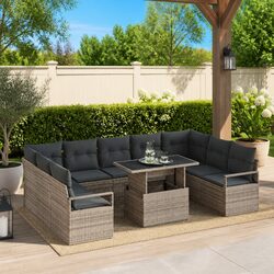 Specifications for 10-Piece Grey Outdoor Sofa Set