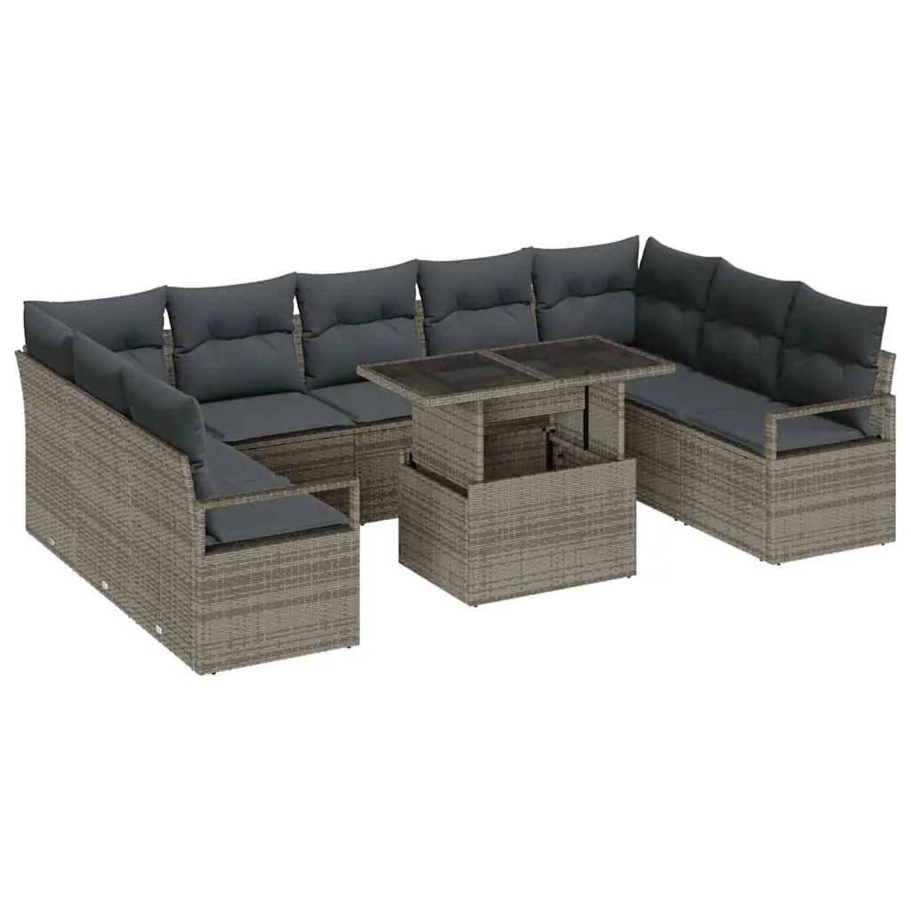 10-Piece Grey Outdoor Sofa Set