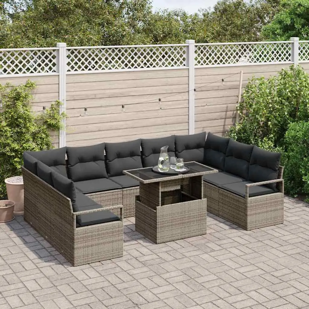 10-Piece Grey Outdoor Sofa Set