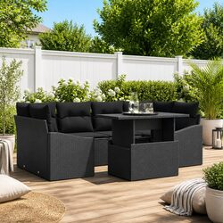 Outdoor Sofa Set: 7 Pieces, Modular Design, Beige