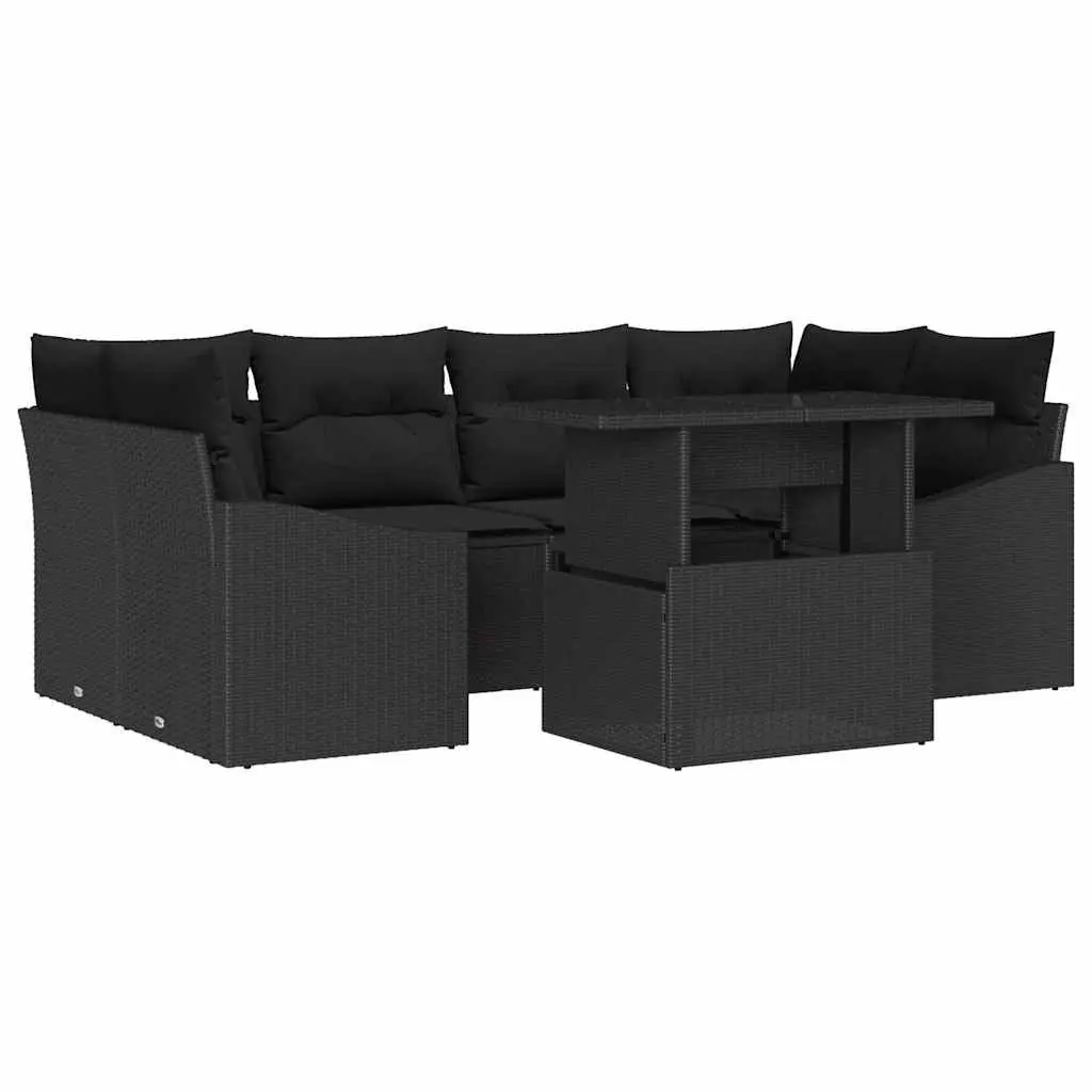 Outdoor Garden Sofa Set 7 Piece Modular Poly Rattan Patio Furniture with