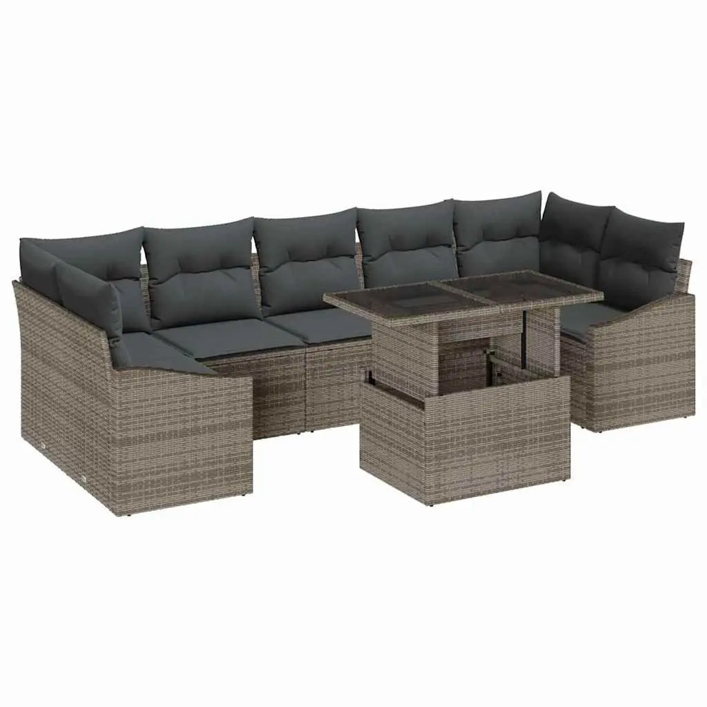 Modular Garden Sofa Set Outdoor Furniture 8 Pieces Poly Rattan with Cushions