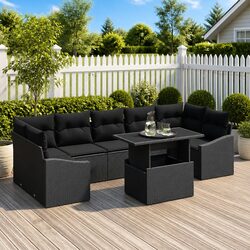 Modular Garden Sofa Set 8 pcs Outdoor Furniture with Storage Ottoman Grey