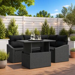 5-Piece Garden Sofa Set: Black, Modular, and Durable