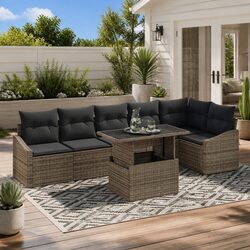 Specifications of 7-Piece Modular Grey Garden Sofa Set