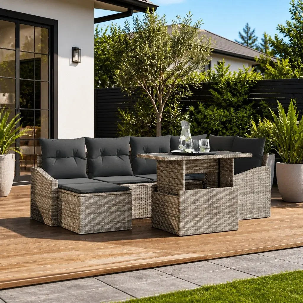Garden Sofa Set 7 Pieces Grey Outdoor Seating Patio Furniture