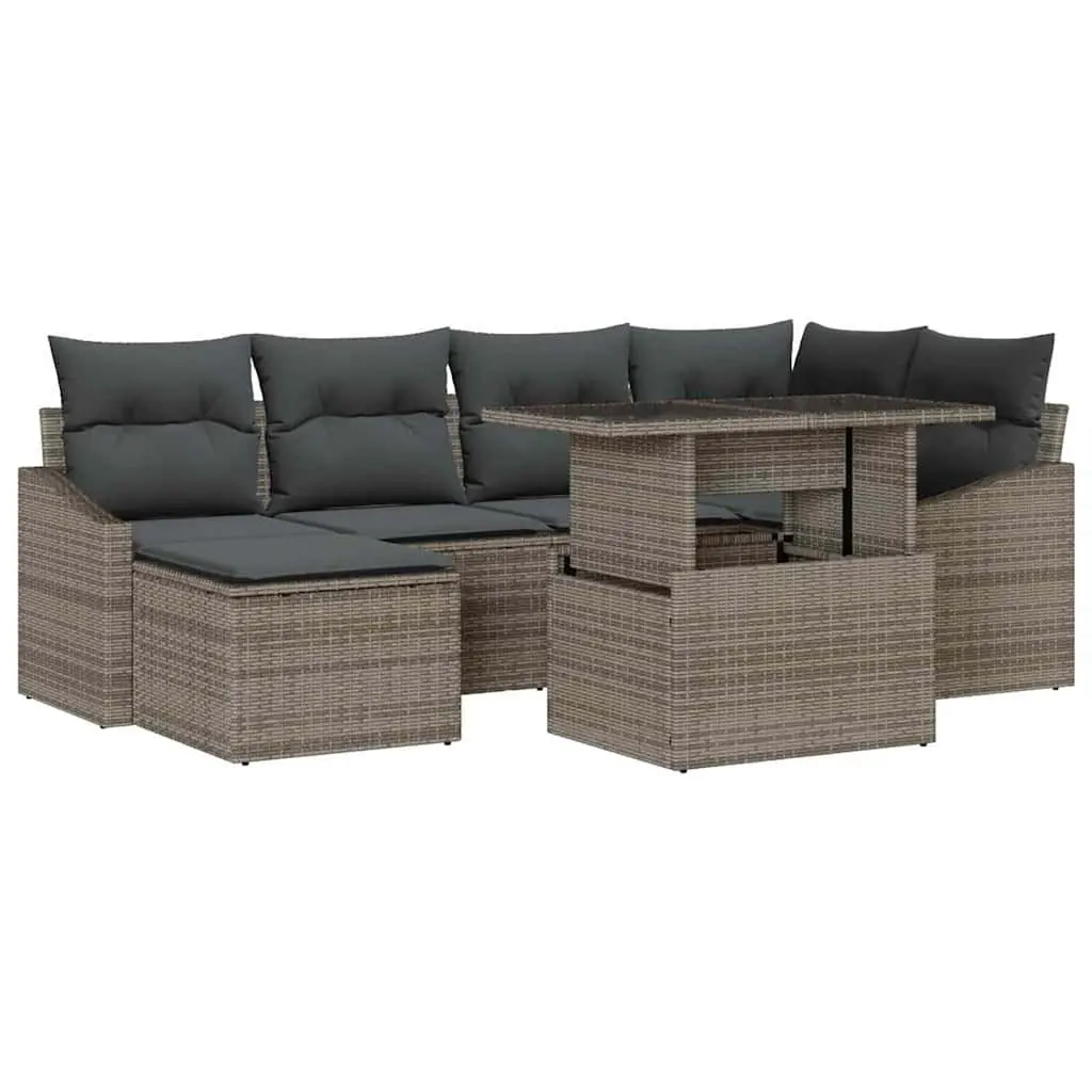 Garden Sofa Set 7 Pieces Grey Outdoor Seating Patio Furniture