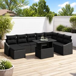 9 Piece Modular Outdoor Sofa Set with Cushions