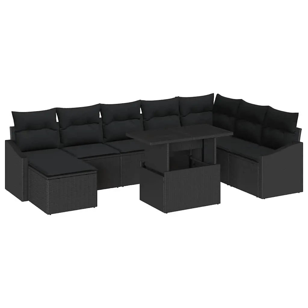 9 Piece Modular Outdoor Sofa Set with Cushions