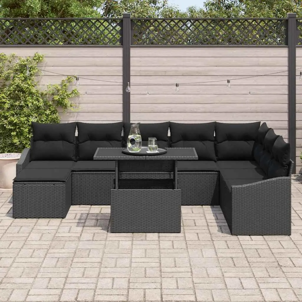 9 Piece Modular Outdoor Sofa Set with Cushions