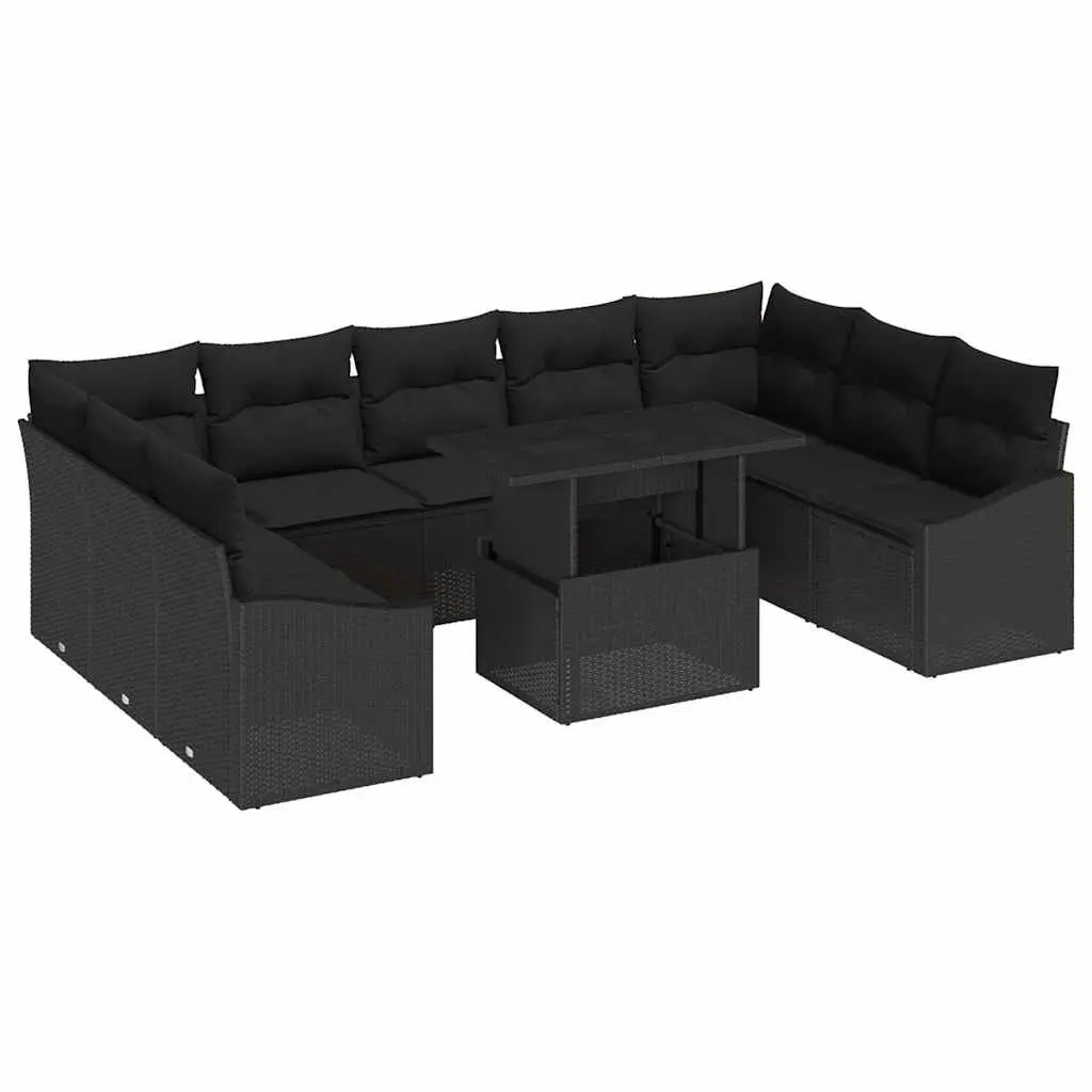 Garden Sofa Set Outdoor Patio Furniture 10 Pieces Black Sectional Seating