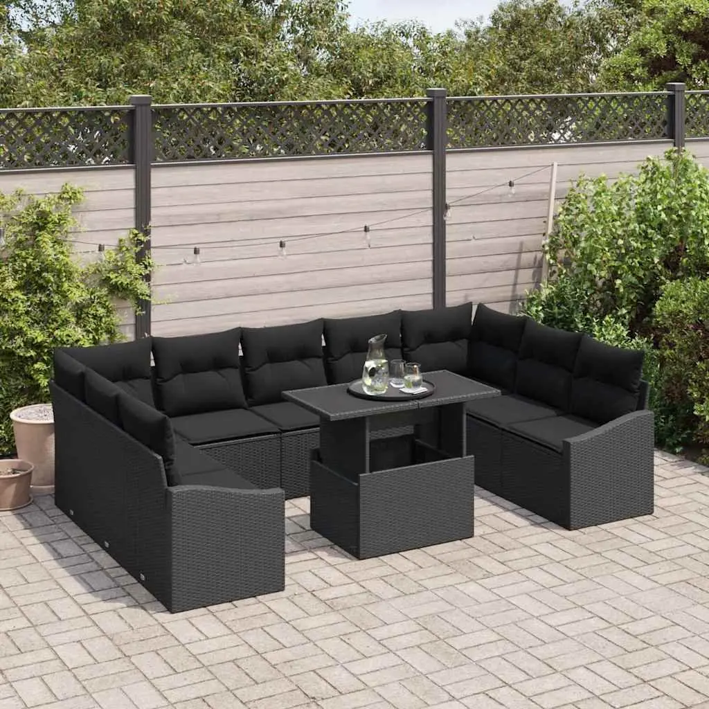 Garden Sofa Set Outdoor Patio Furniture 10 Pieces Black Sectional Seating
