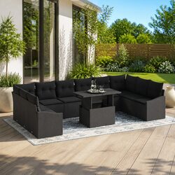 Specifications of 11-Piece Black Modular Garden Sofa Set