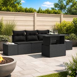 Black Poly Rattan 5-Piece Garden Sofa Set Specifications