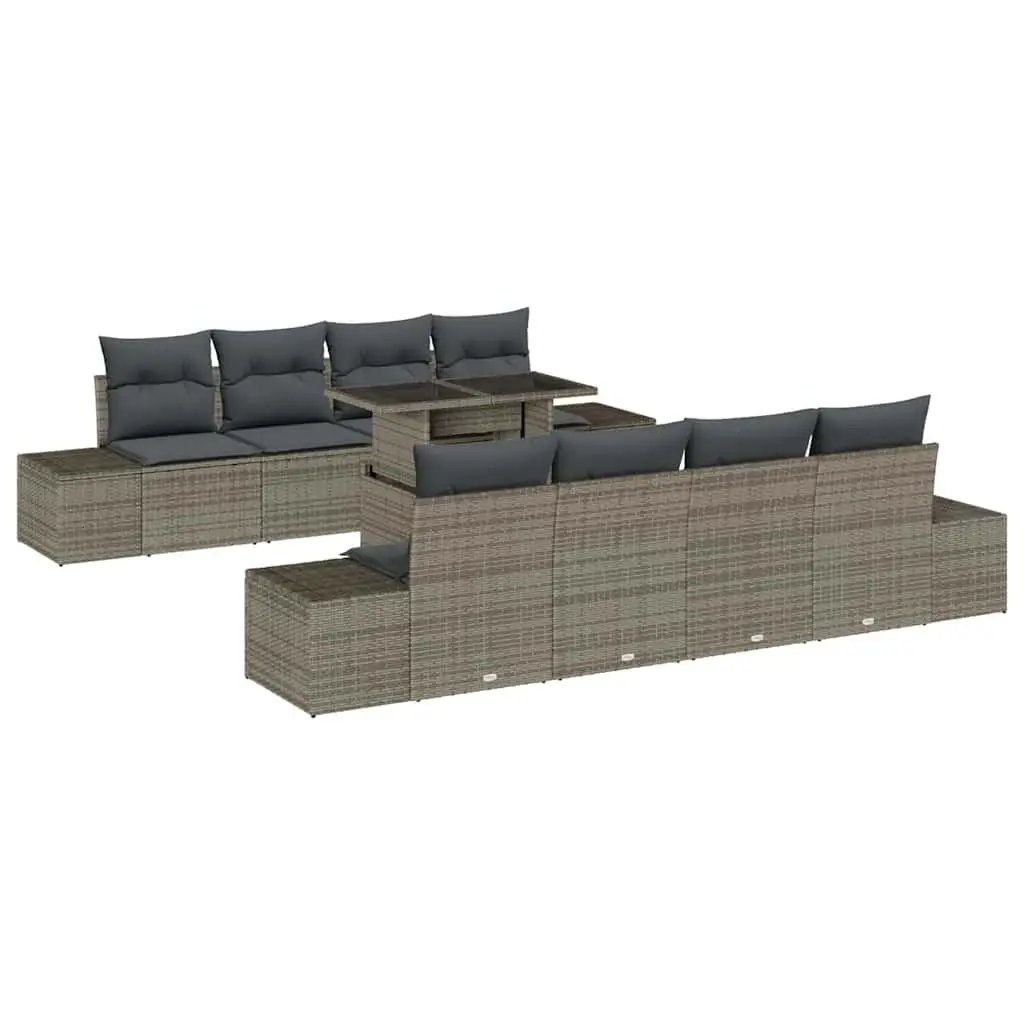 Modular Garden Sofa Set for Patio and Outdoor Use 9 Piece Poly Rattan Steel Frame