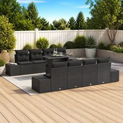 Durable 9-Piece Outdoor Garden Sofa Set with Rattan & Steel