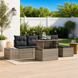 6-Piece Modular Garden Sofa Set with UV-Resistant Poly Rattan