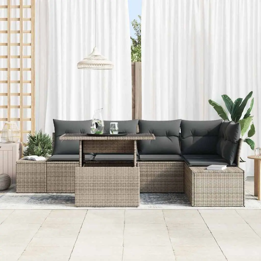 Grey Poly Rattan Garden Sofa Set