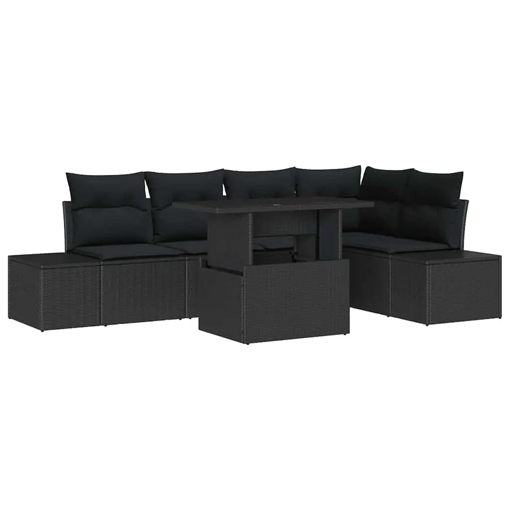 6-Piece Outdoor Garden Sofa Set in Black