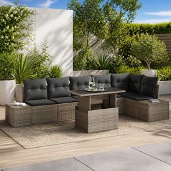 Specifications of the Grey Modular Rattan Sofa Set, 7 Pieces