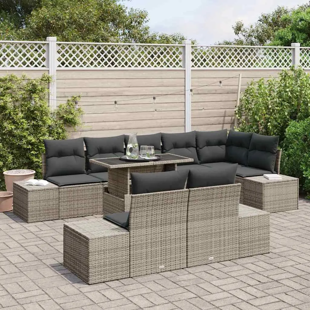 Garden Sofa Set Outdoor Furniture 9 Pieces Grey Height Adjustable