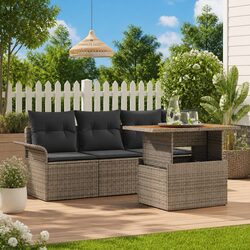 Specifications for 5-Piece Grey Poly Rattan Sofa Set