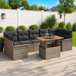 8-Seater Grey Garden Sofa Set: Specs and Features
