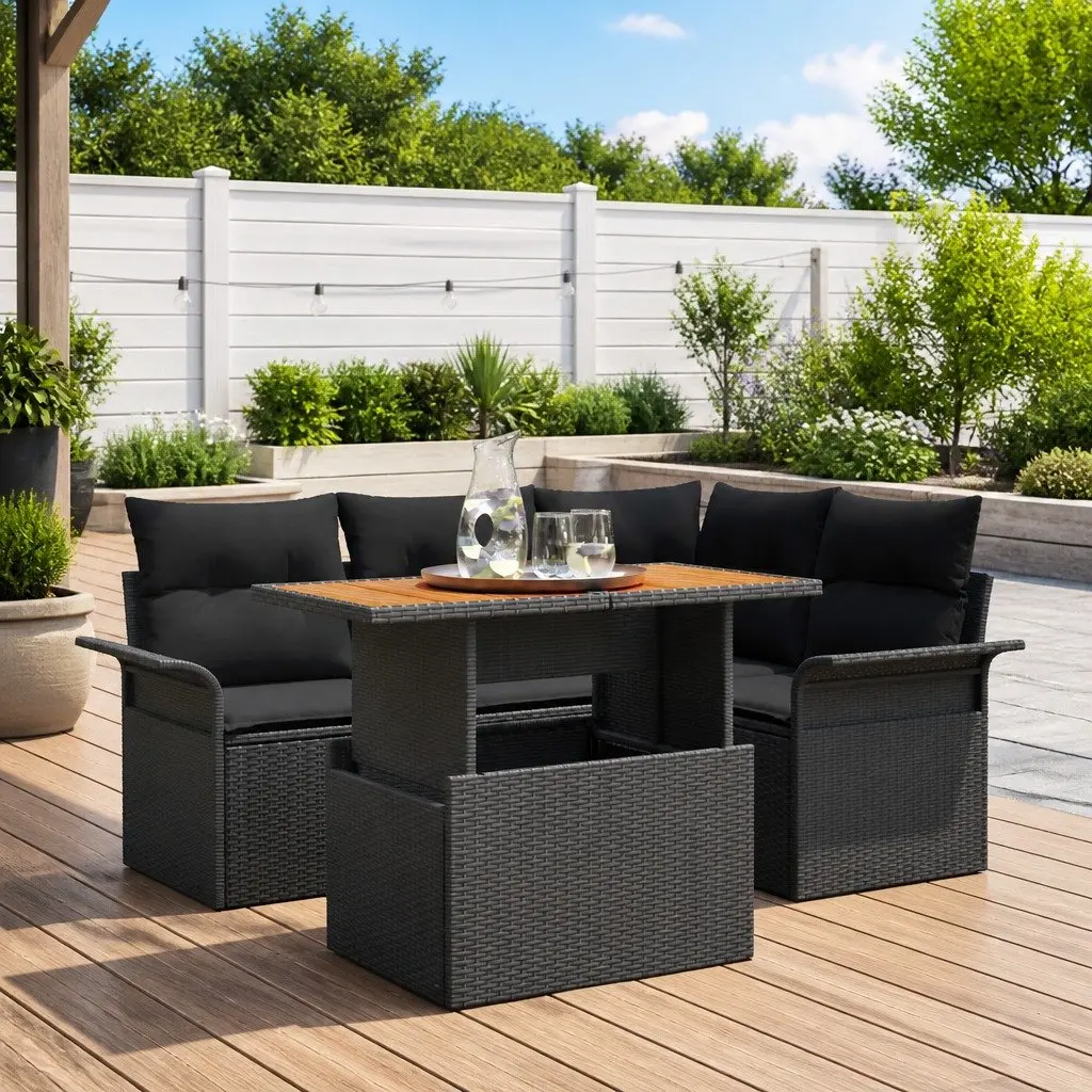 Modular Garden Sofa Set with Storage for 5 People