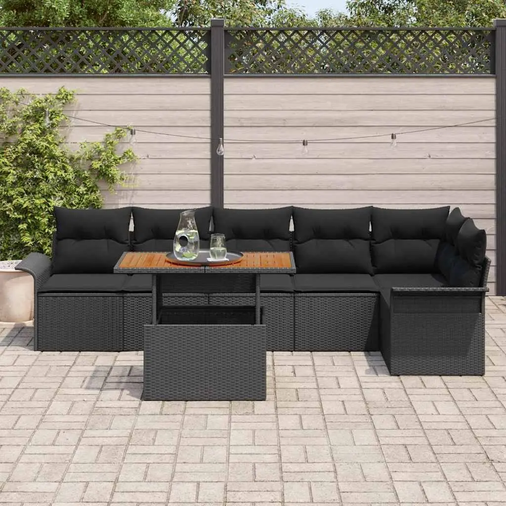 Garden Sofa Set 7 pcs Black Poly Rattan Modular Outdoor Lounge Setting