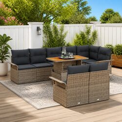 9-Piece Grey Poly Rattan Garden Sofa Set Specifications