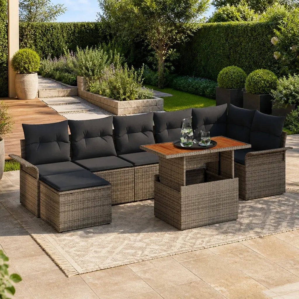 8-Piece Grey Modular Sofa Set