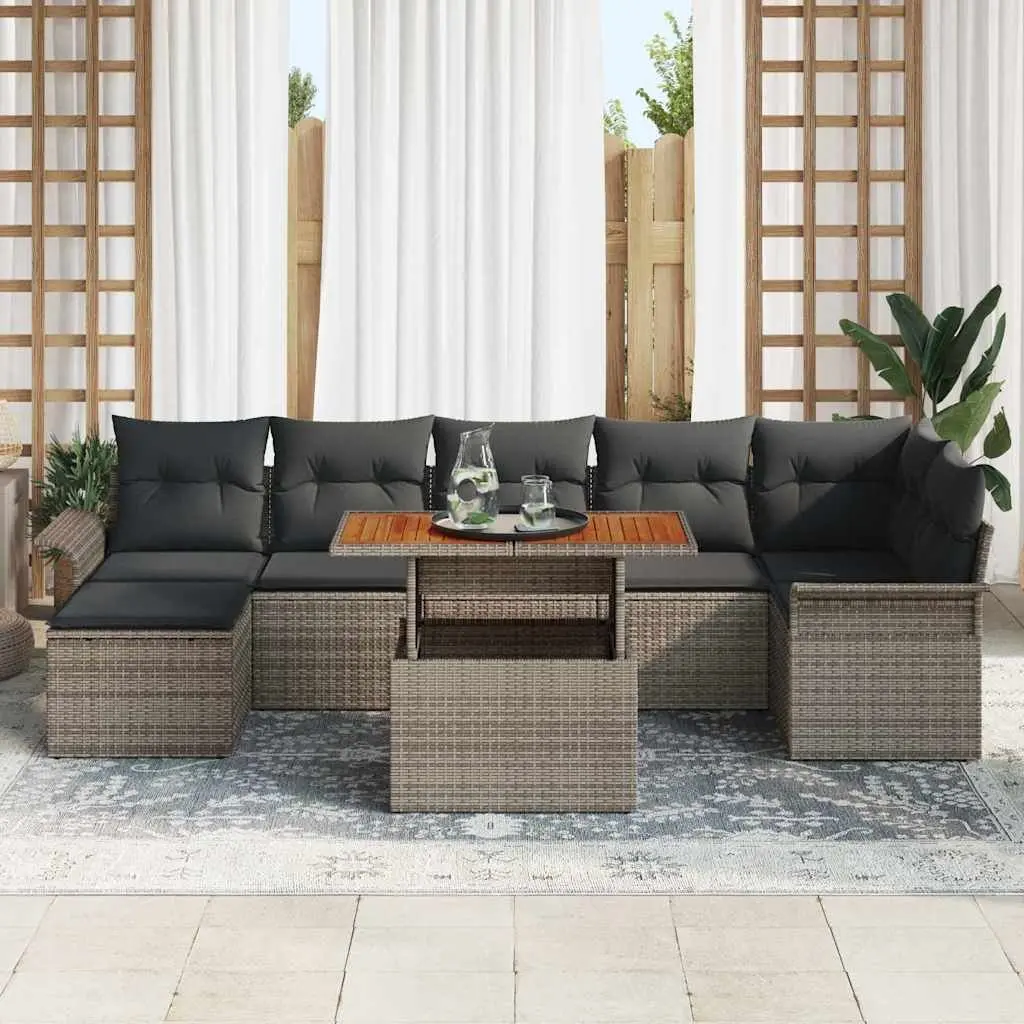 8-Piece Grey Modular Sofa Set