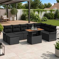9-Piece Black Outdoor Rattan Sofa Set Specifications