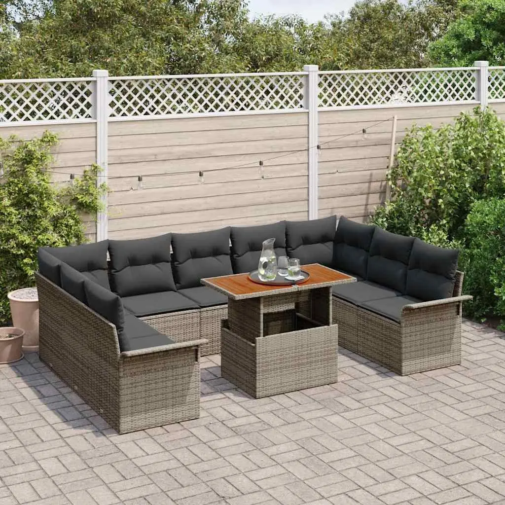 10-Piece Grey Garden Sofa Set
