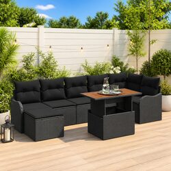 8-Piece Modular Black Poly Rattan Sofa Set Specifications