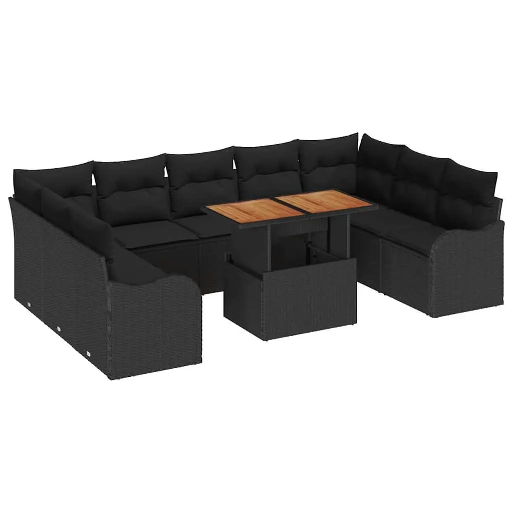 Garden Sofa Set Outdoor Furniture 10 Piece Black
