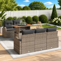 6-Piece Grey Poly Rattan Garden Sofa Set Specifications