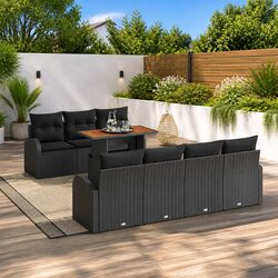 Specifications for 8-Piece Black Garden Sofa Set