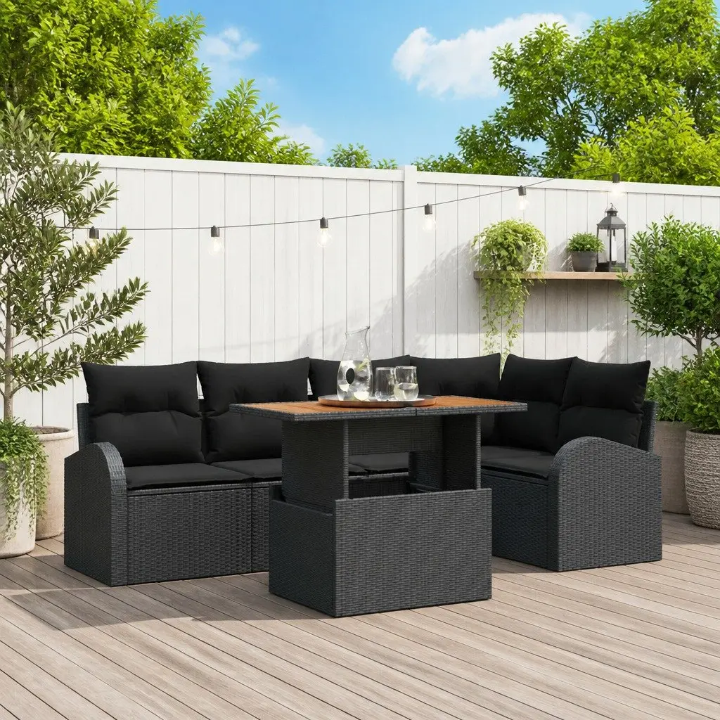 Garden Sofa Set 6 Piece Outdoor Patio Furniture Modular Rattan Seating with