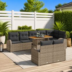 9 Piece Outdoor Sofa Set: Grey Poly Rattan, Durable Build
