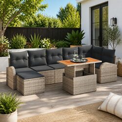 Specifications of 8 Piece Garden Sofa Set in Grey Rattan