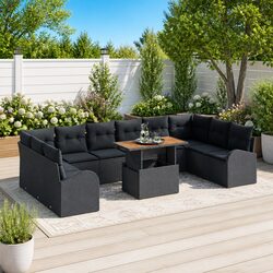 11-Piece Black Modular Garden Sofa Set Specifications