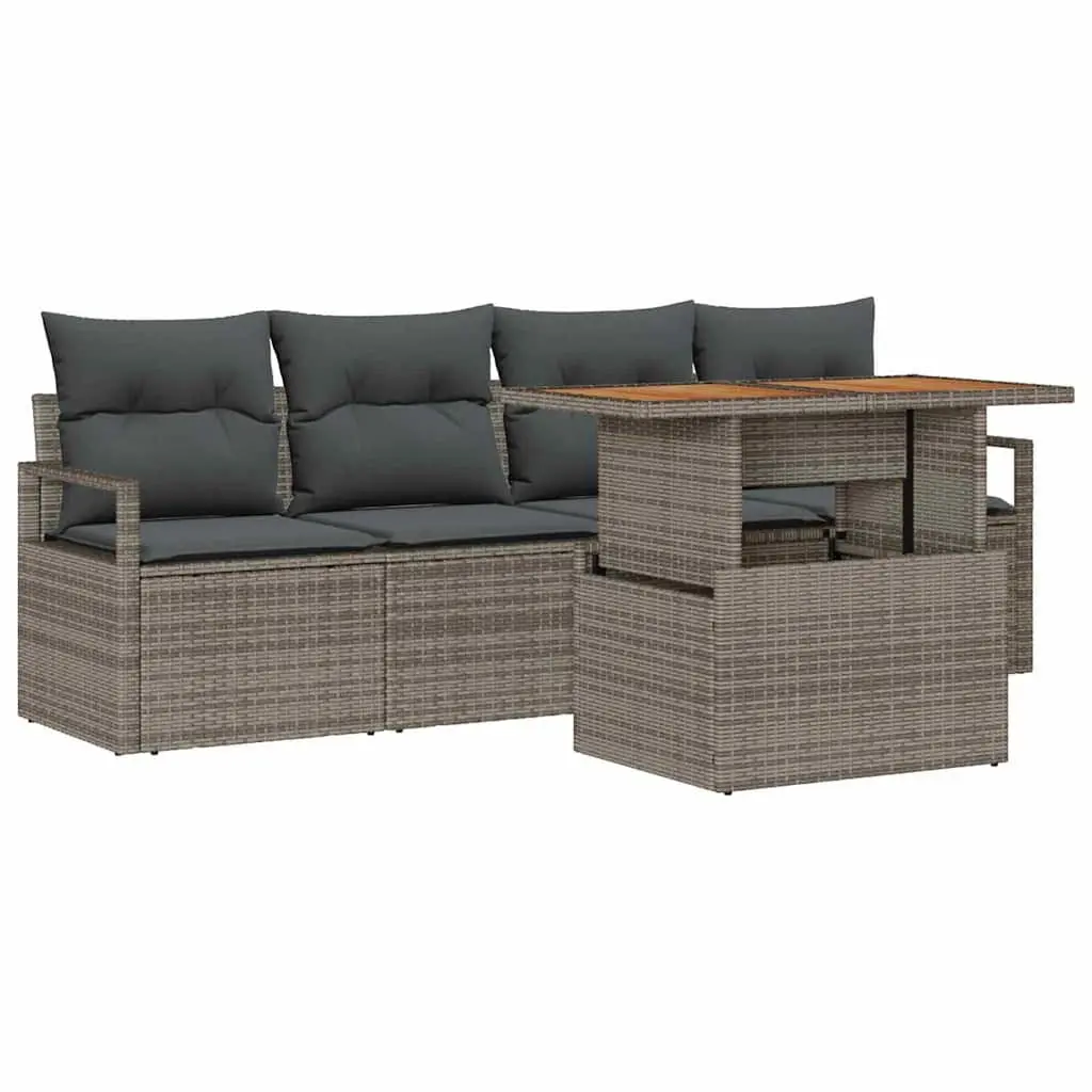5-Piece Grey Outdoor Sofa Set with Storage