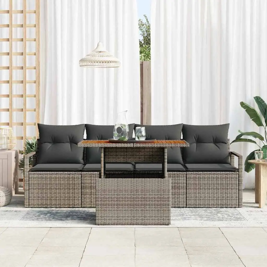 5-Piece Grey Outdoor Sofa Set with Storage