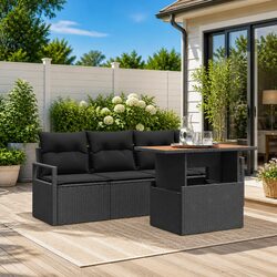 5-Piece Modular Garden Sofa Set Specifications: Black Design