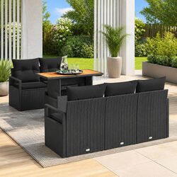 Black Garden Sofa Set: 6-Piece Modular Configuration