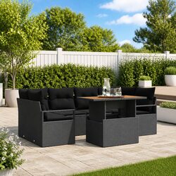 Specifications of 7-Piece Garden Sofa Set in Black Rattan