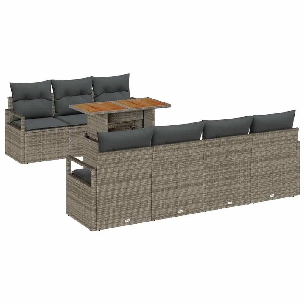 Garden Sofa Set Outdoor Furniture Modular 8 Piece Grey Poly Rattan