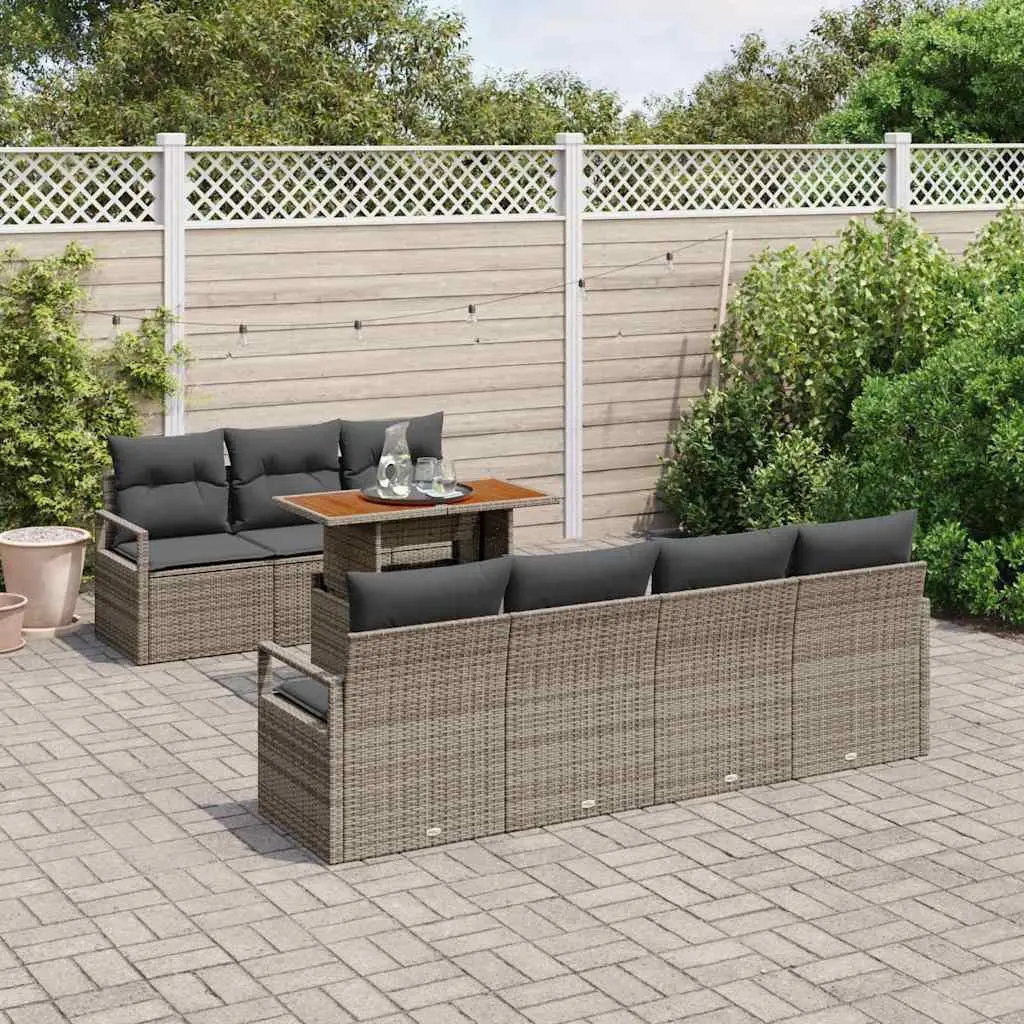 Garden Sofa Set Outdoor Furniture Modular 8 Piece Grey Poly Rattan
