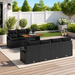 Specifications for 8 Piece Outdoor Sofa Set - Black Poly Rattan